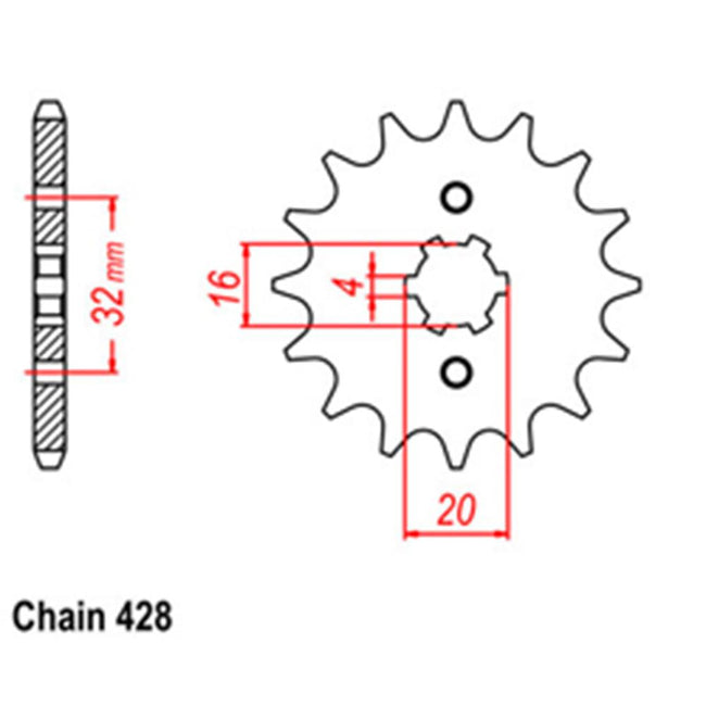 FRONT SPROCKET - STEEL 15T #428 Hover Image