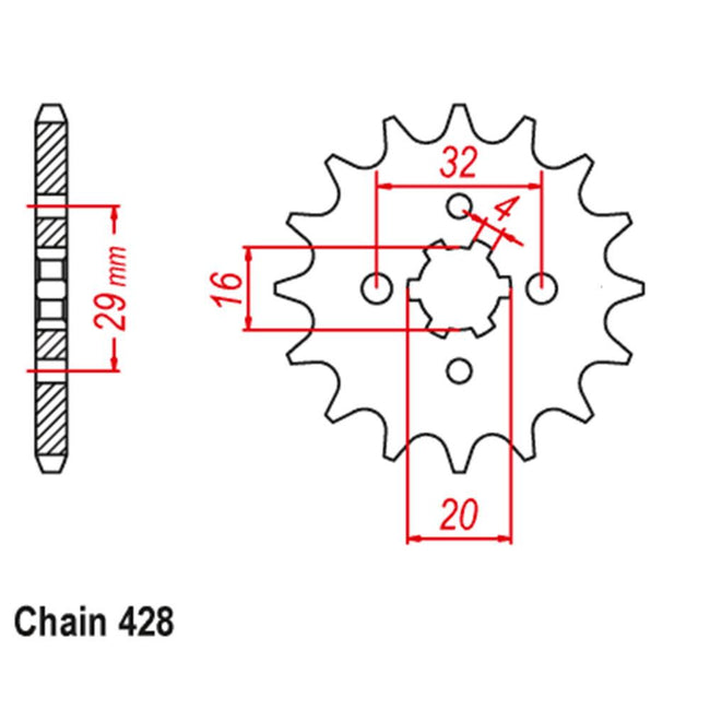 FRONT SPROCKET - STEEL 14T #428 D/D Hover Image