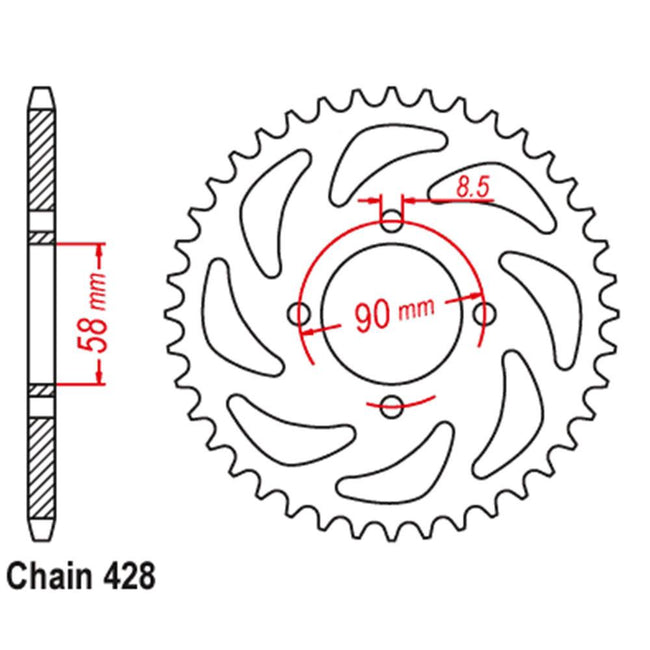 REAR SPROCKET - STEEL 45T #428 Hover Image