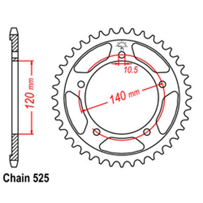 REAR SPROCKET - STEEL 41T 525P (32-35F-41) Hover Image
