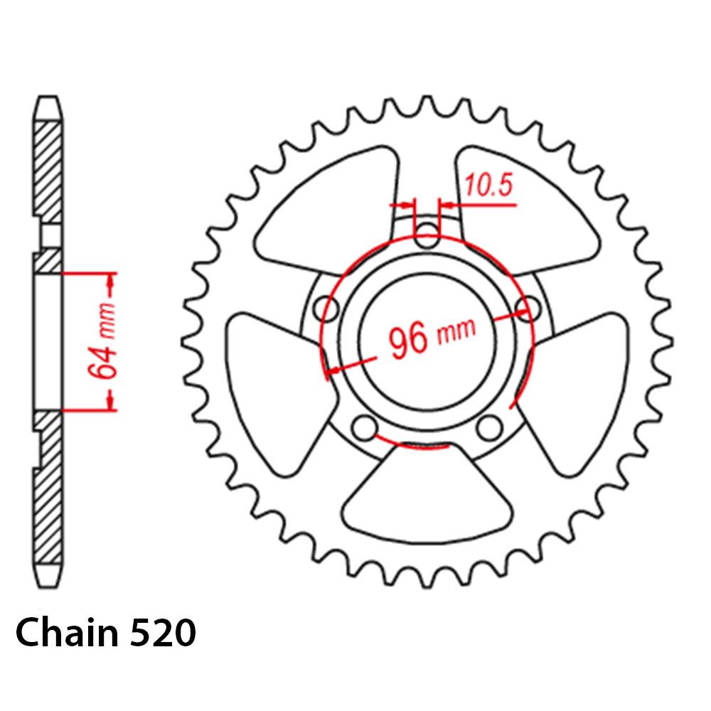 REAR SPROCKET - STEEL 50T 520P (32-KHA-50)
