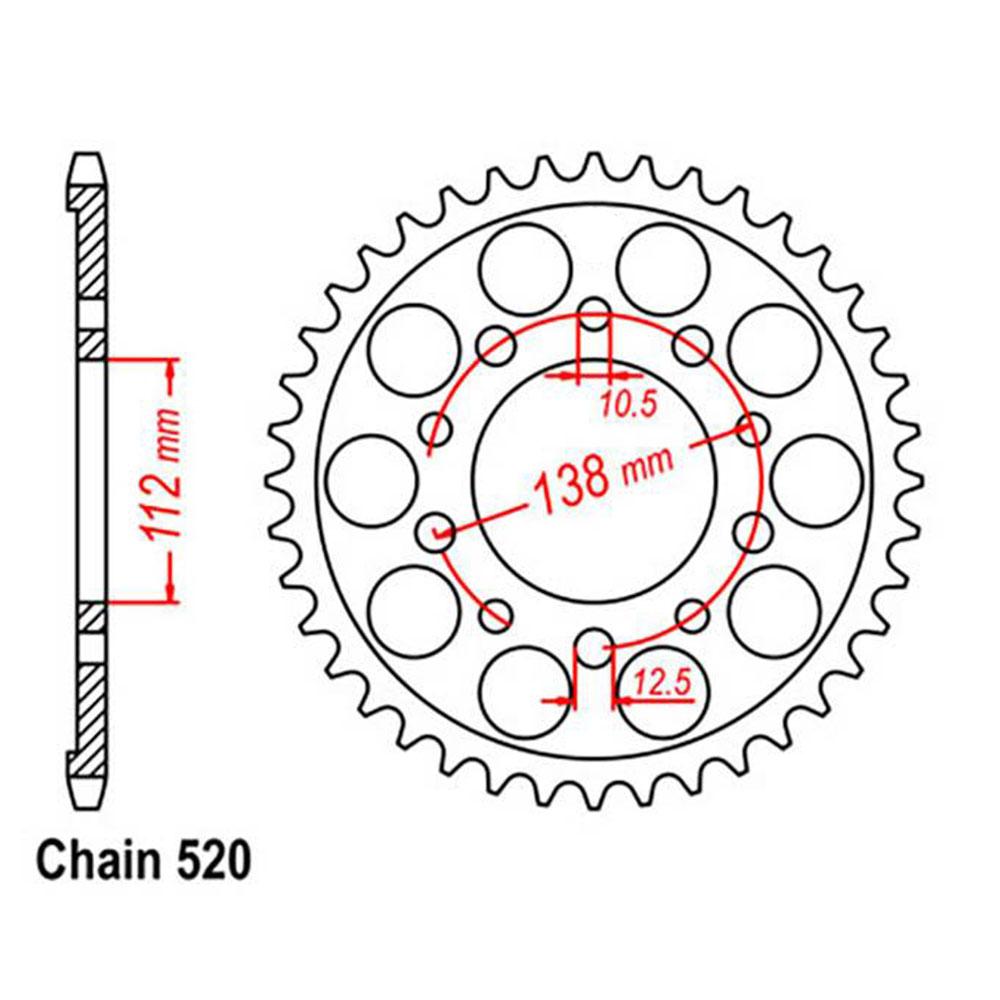 REAR SPROCKET - STEEL 43T 520P (32-MGS-43)
