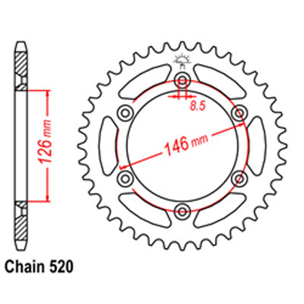 REAR SPROCKET - STEEL 52T 520P (32-402-52)