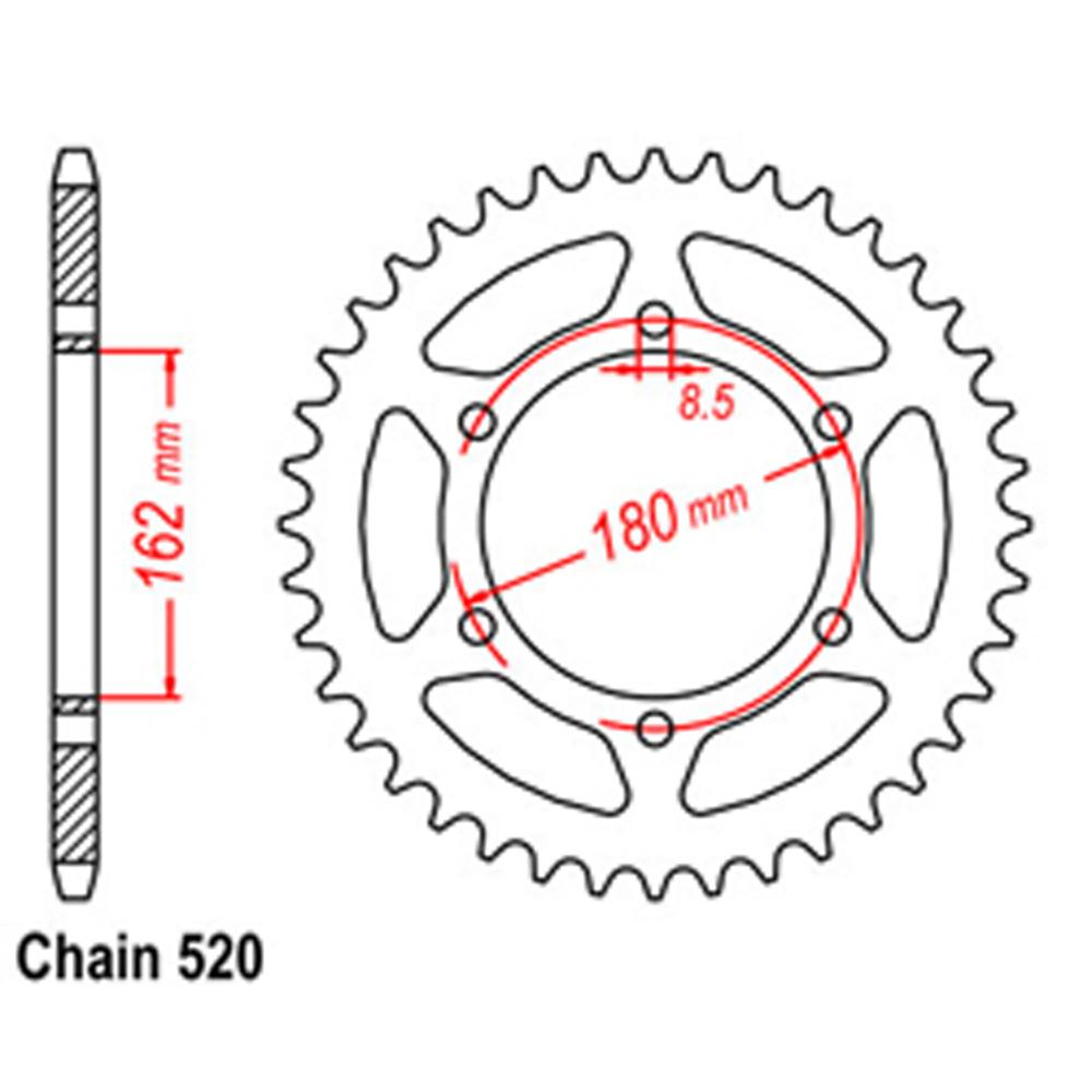 REAR SPROCKET - STEEL 52T 520P (32-406-52)