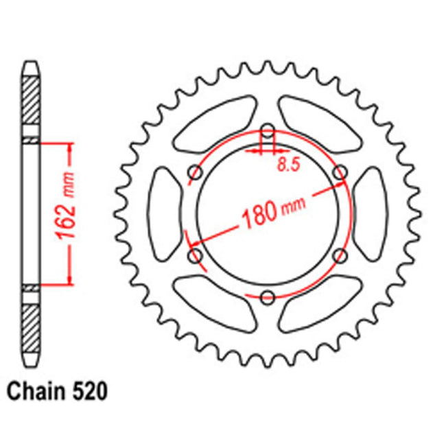 REAR SPROCKET - STEEL 52T 520P (32-406-52) Hover Image