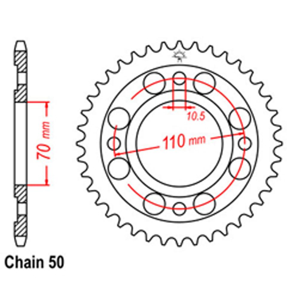 REAR SPROCKET - STEEL 41T 530P (32-413-41)