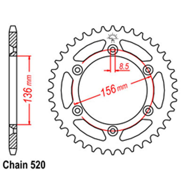 REAR SPROCKET - STEEL 43T 520P (32-415-43) Hover Image