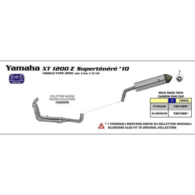 ARROW 72614AK Silencer - MAXI RACE-TECH Aluminium Silver with Carbon End Cap - YAM Main Image