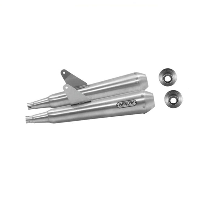 ARROW 71887PRI Silencer Set - PRO-RACE Nichrom Silver with Steel End Cap Hover Image