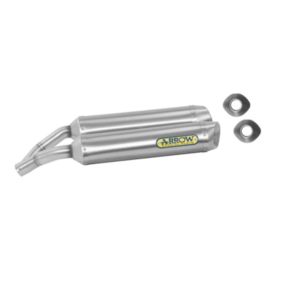 ARROW 71687AO Silencer Set :- THUNDER L&R Aluminium Silver  with SteelL End Cap