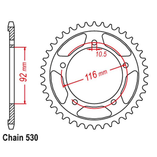 REAR SPROCKET - STEEL 42T #530 Hover Image