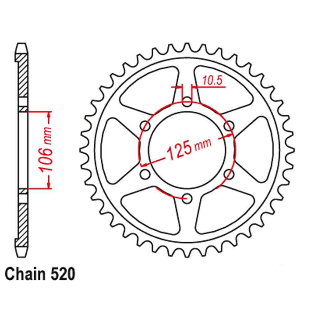 REAR SPROCKET - STEEL 41T 520P (42-T08-41)