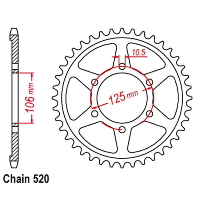 REAR SPROCKET - STEEL 41T 520P (42-T08-41) Hover Image