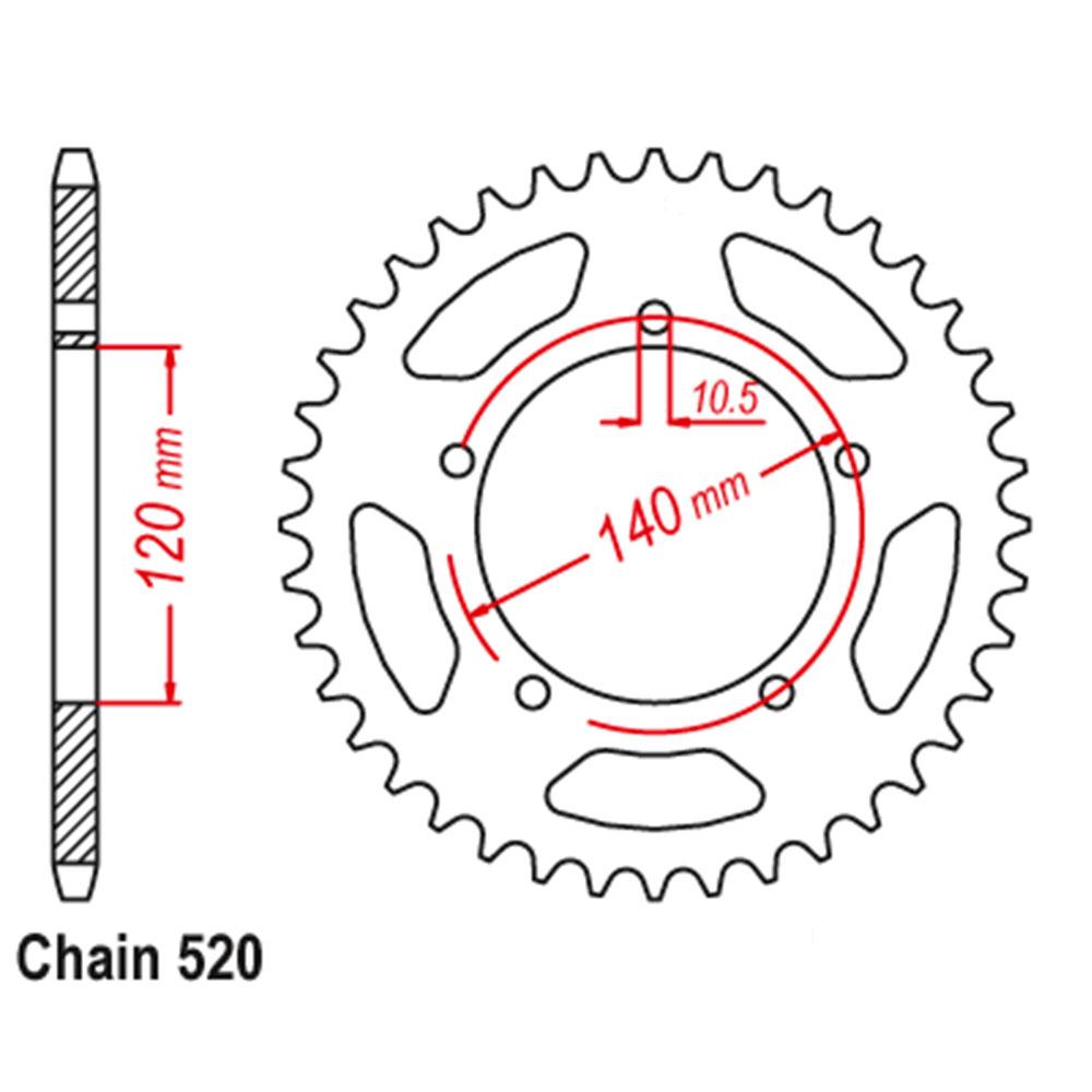 REAR SPROCKET - STEEL 43T 520P (42-T09-43)