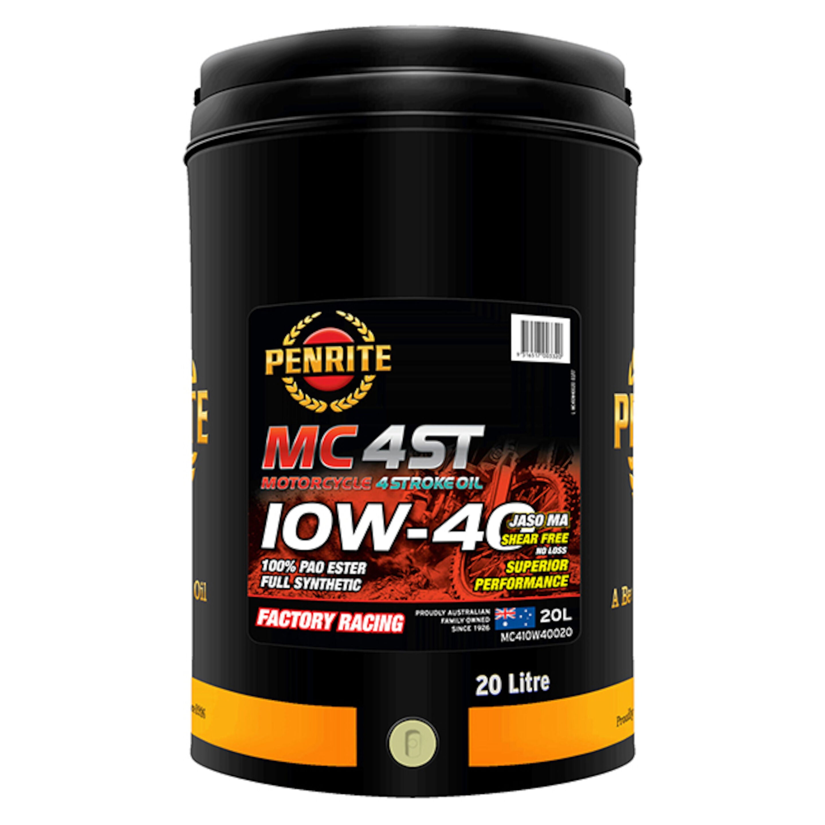 Penrite MC-4ST 10W-40 Full Synthetic 4 Stroke Oil 20L