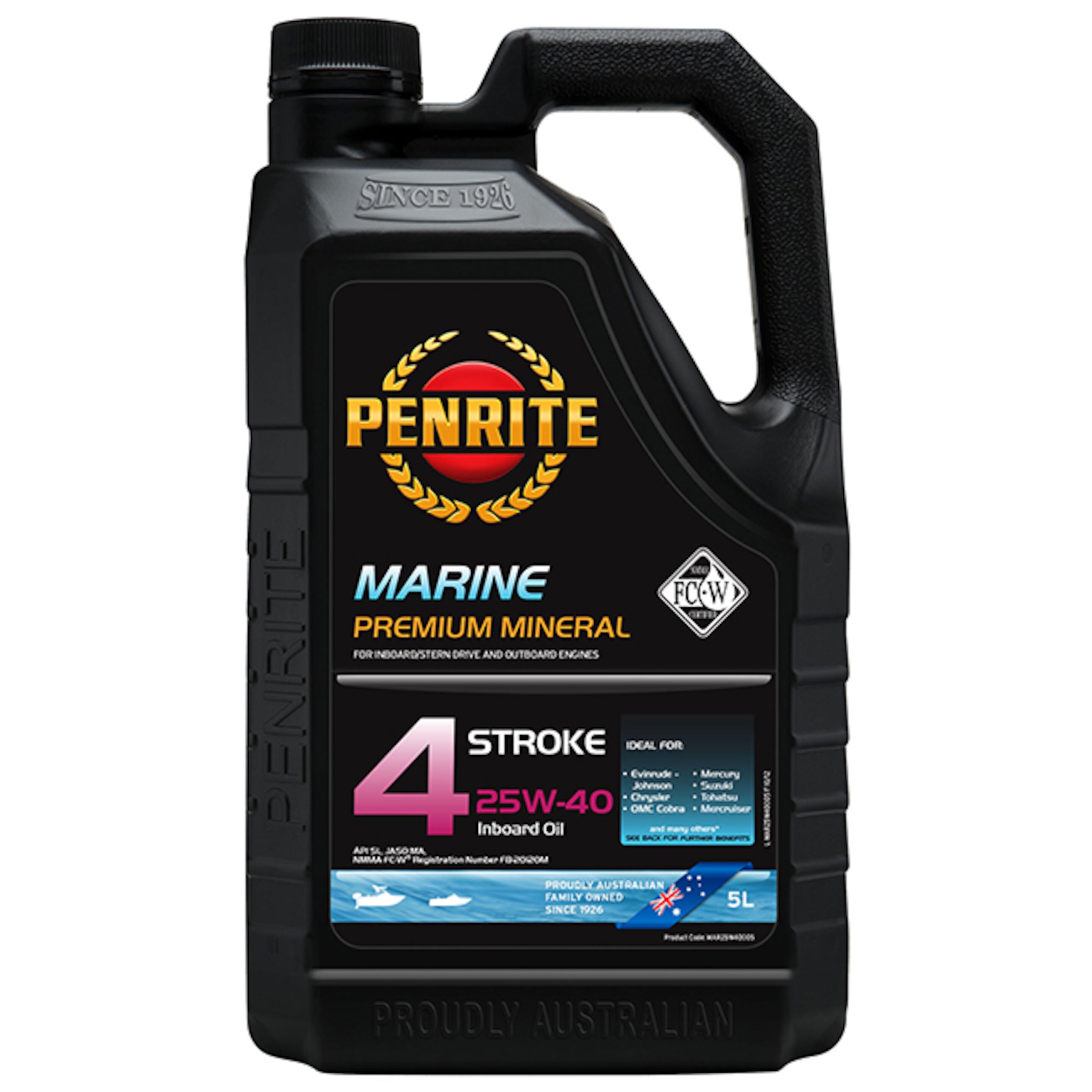Penrite Marine Outboard 25W-40 Mineral 4 Stroke Oil 5L