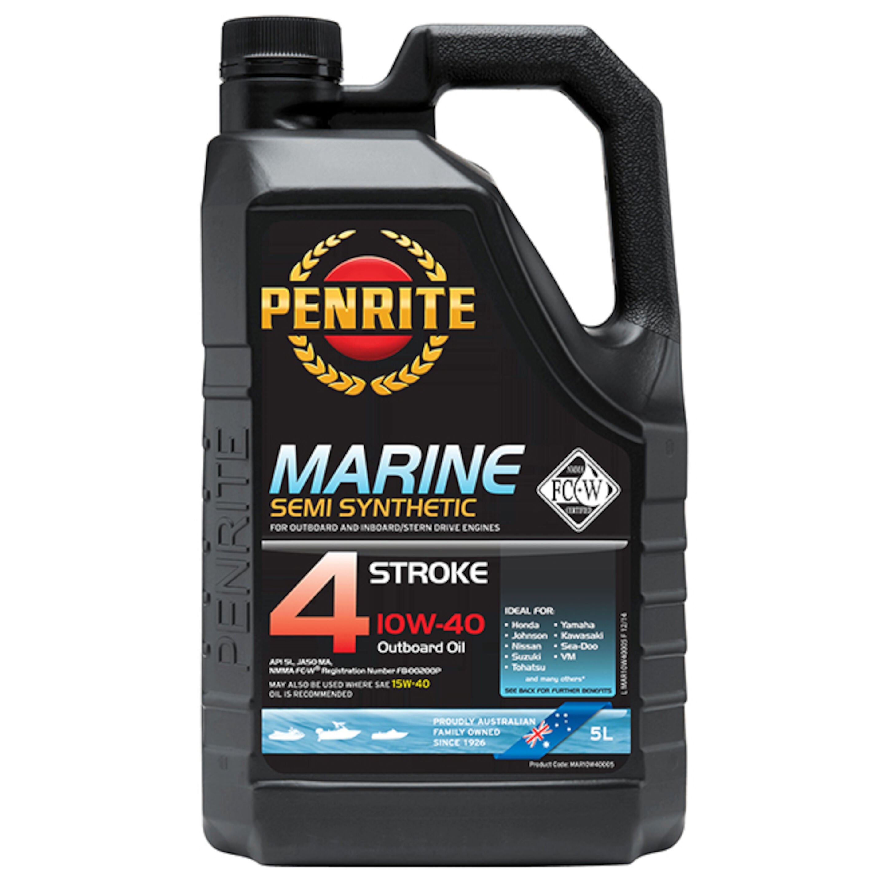 Penrite Marine Outboard 10W-40 Semi Synthetic 4 Stroke Oil 5L