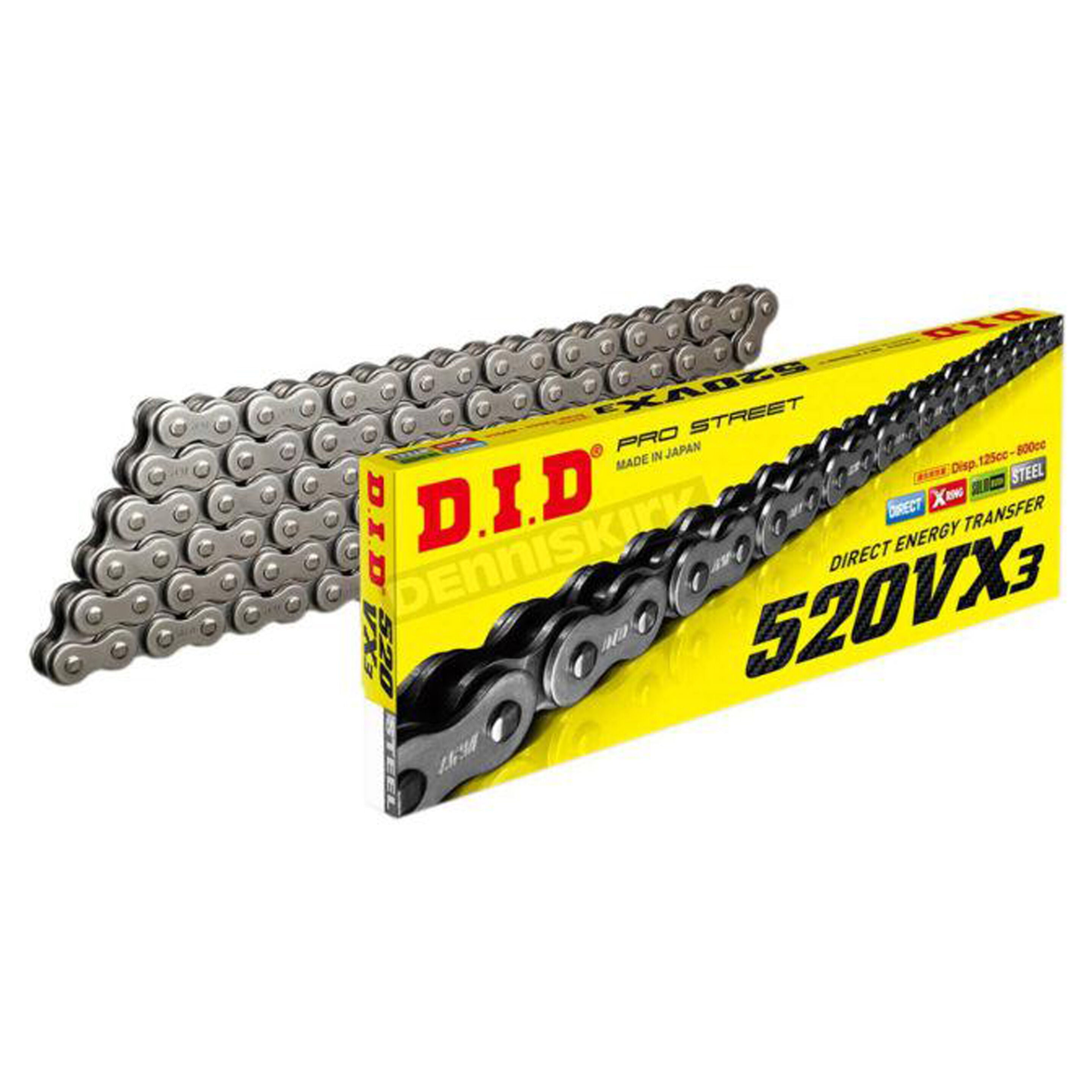 D.I.D Drive Chains - 520VX3 S&S-120 FB Pro Street X-Ring - Silver