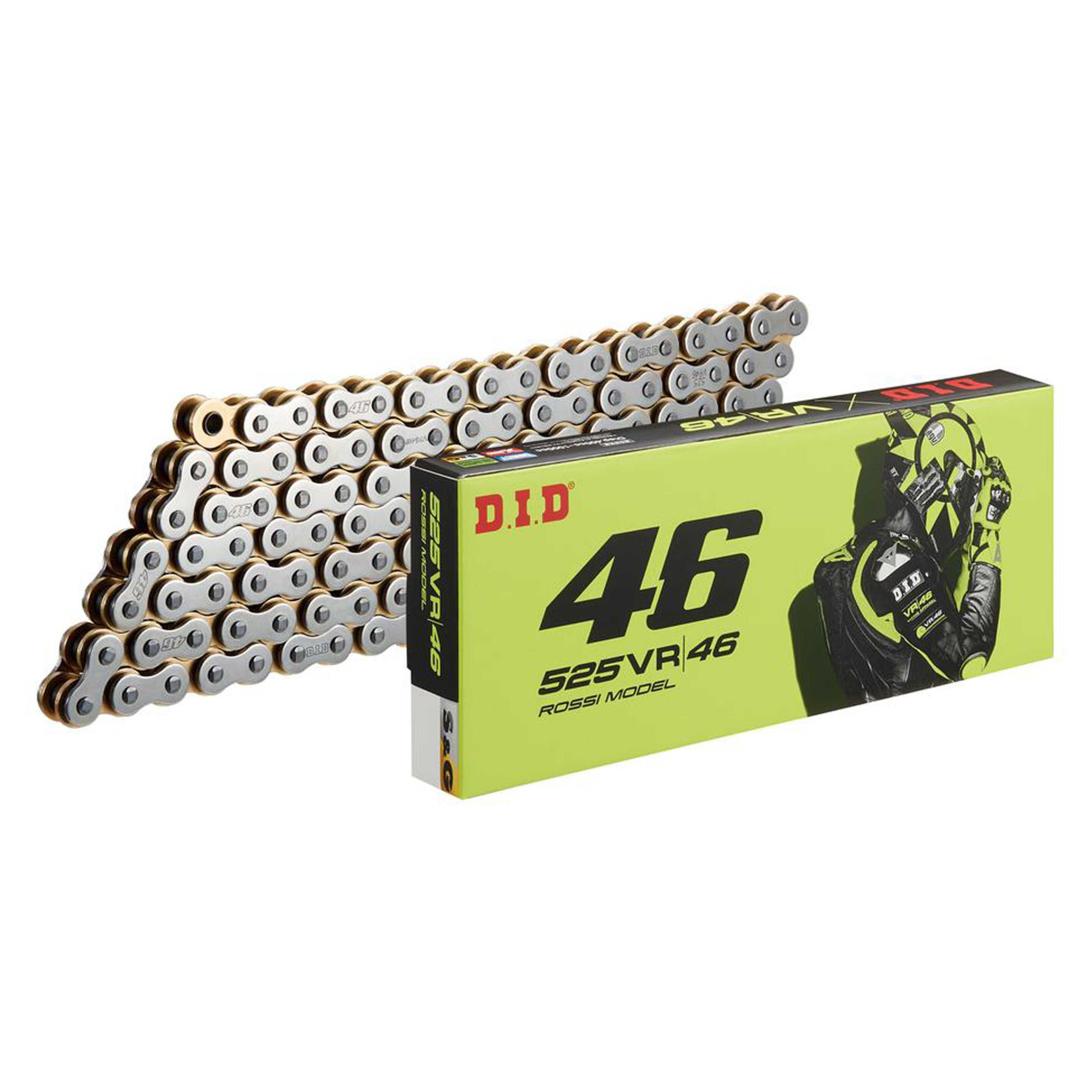 D.I.D Drive Chains - 525VR46 S&G-124 ZB (VX3) X-Ring - Silver & Gold