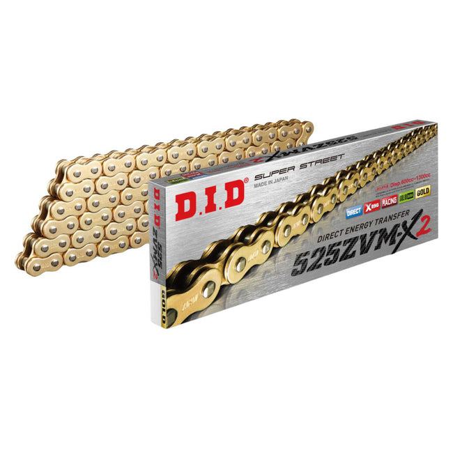D.I.D Drive Chains - 525ZVM-X2 -122 ZB Super Street X-Ring - Gold Hover Image