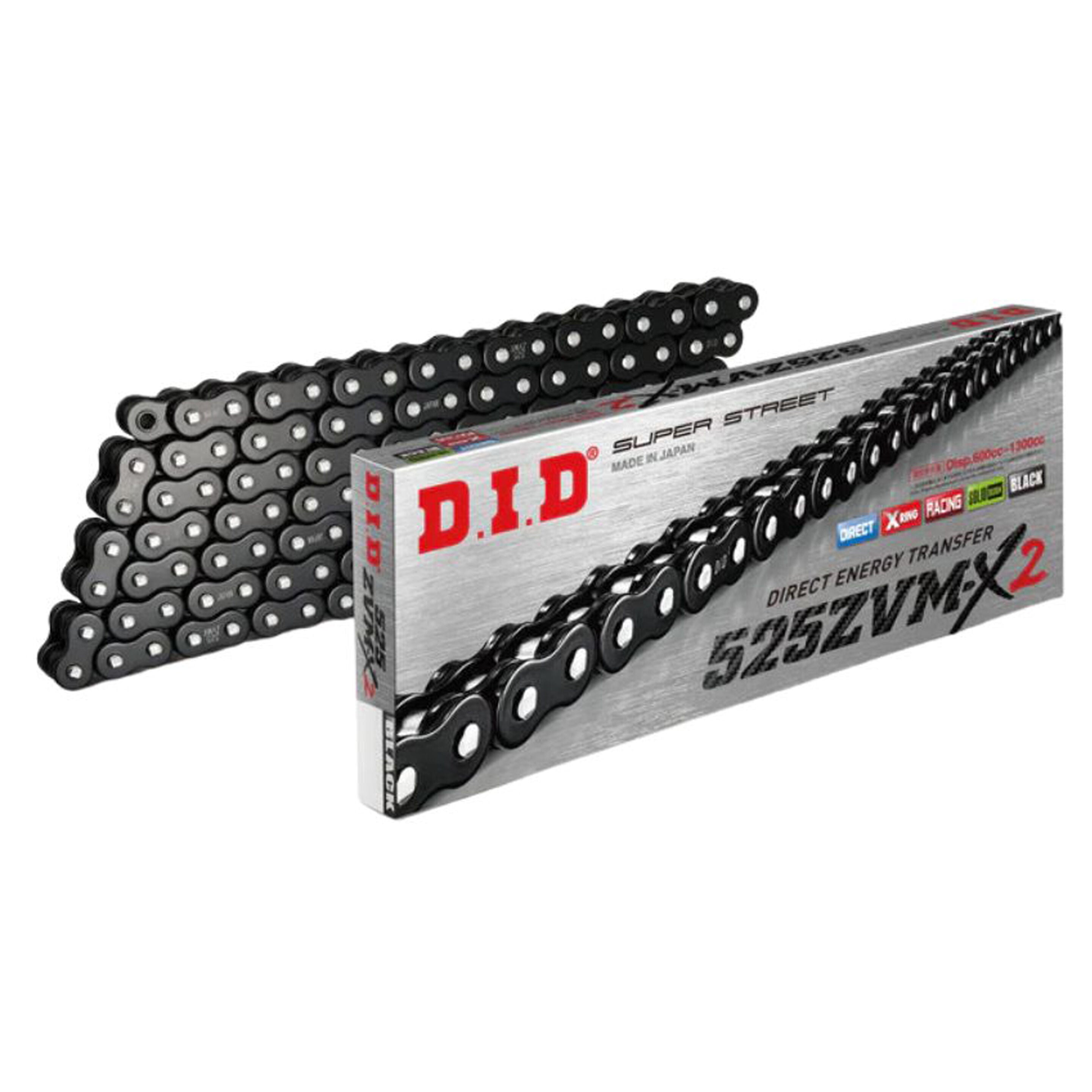 D.I.D Drive Chains - 525ZVM-X2 -122 Super Street X-Ring - Black
