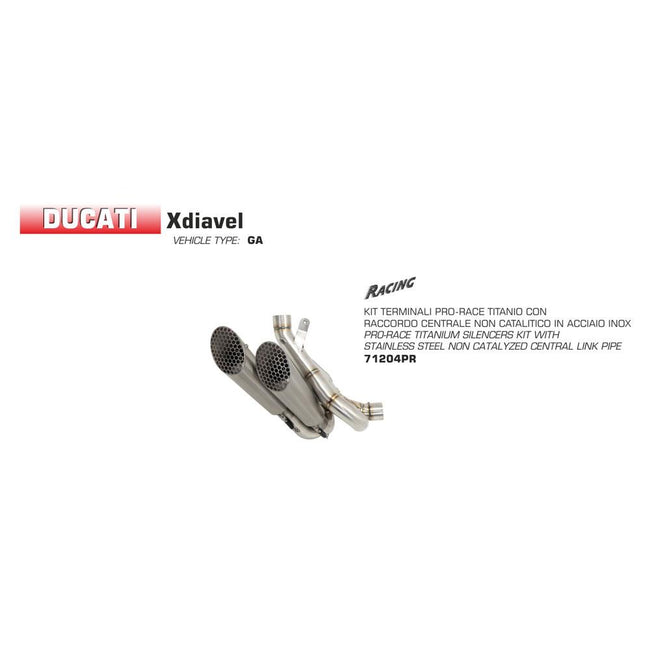 ARROW 71204PR Silencer Set : PRO-RACE Titanium with Non Catalyzed Stainless Link Pipes Main Image
