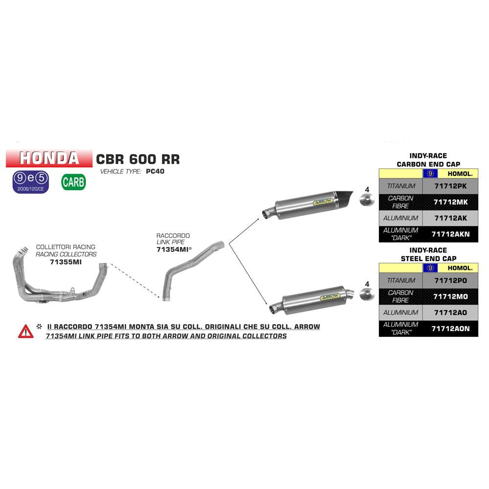 ARROW 71354MI [RAS]: LINK PIPE RE #71712 SIL - HO CBR600RR 07>08