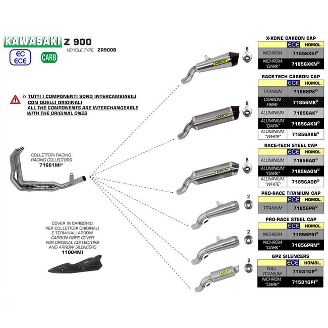 ARROW 71856AK Silencer - RACE-TECH Aluminium Silver with Carbon End Cap Main Image