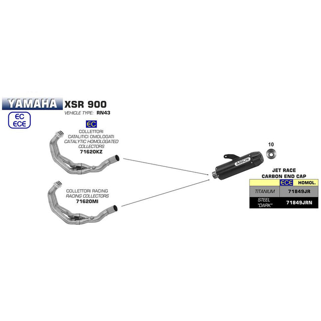 ARROW Collector 71620MI [RAS]: Stainless 3:1 Non-Cat - YAMAHA Main Image