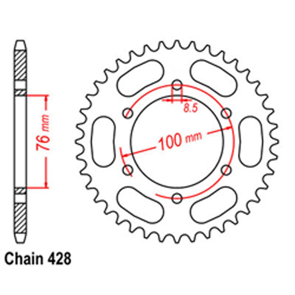 REAR SPROCKET - STEEL 52T 428P (32-5BP-52)