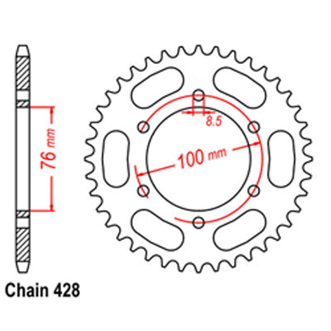 REAR SPROCKET - STEEL 52T 428P (32-5BP-52) Hover Image