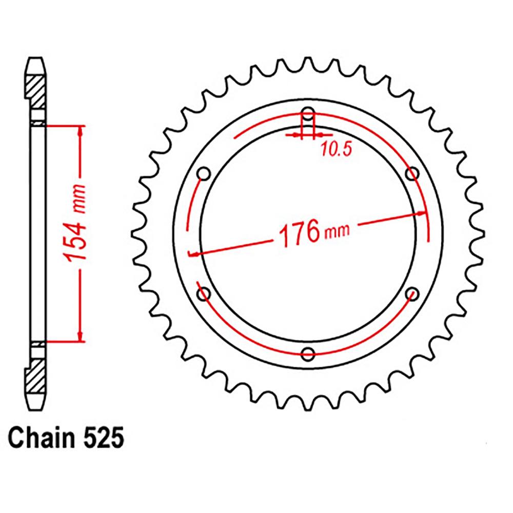 REAR SPROCKET - STEEL 44T 525P (32-MJM-44)
