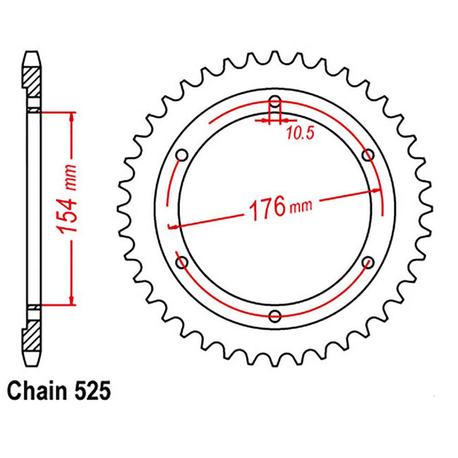 REAR SPROCKET - STEEL 44T 525P (32-MJM-44) Hover Image
