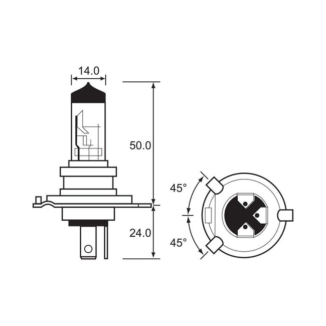 BULB - HALOGEN 12V 100/90W - H4 - P43T-38 Hover Image