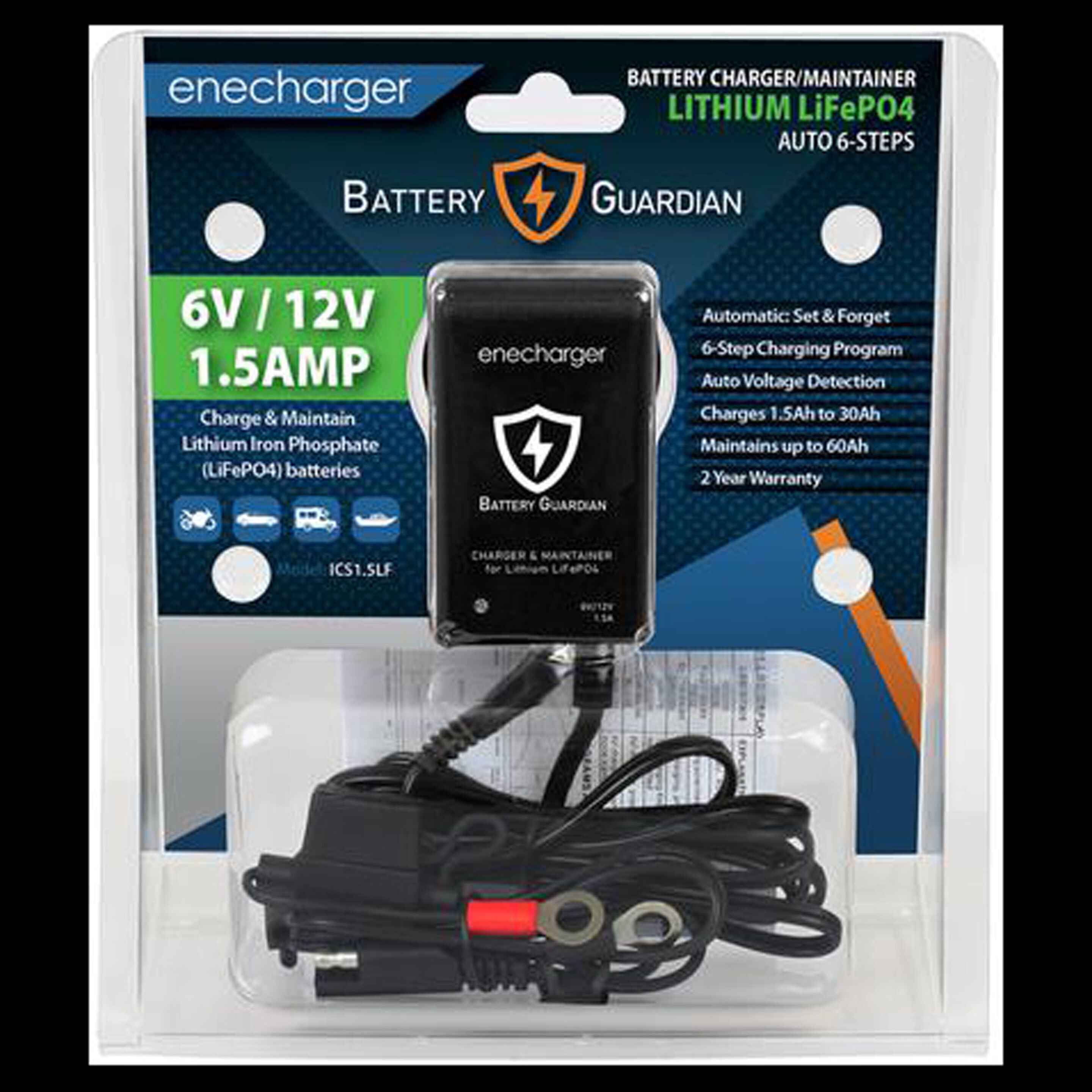 Enecharger ICS1.5LF Battery Guardian - 6V/12V 1.5A 6 Step - LifePo4