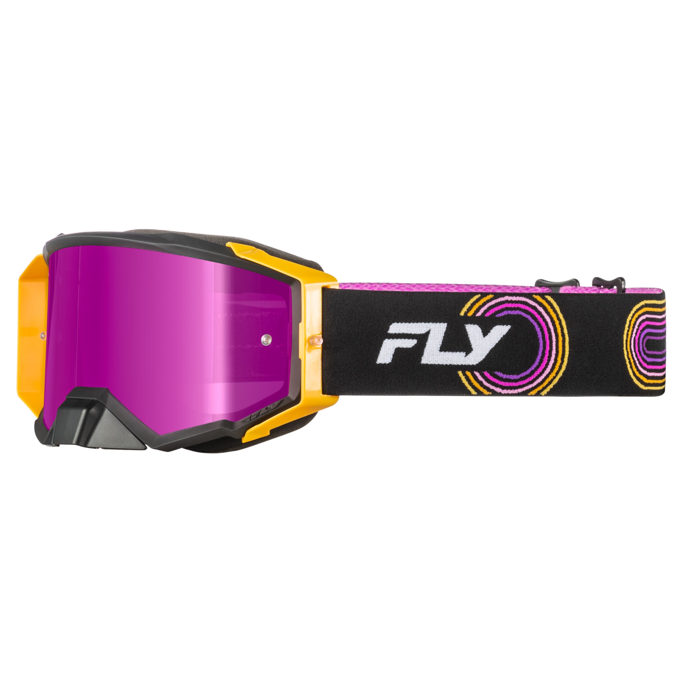 Fly Racing Zone Elite Google - Black/Yellow/Purple - Magenta/Teal Mirror/Smoke Lens