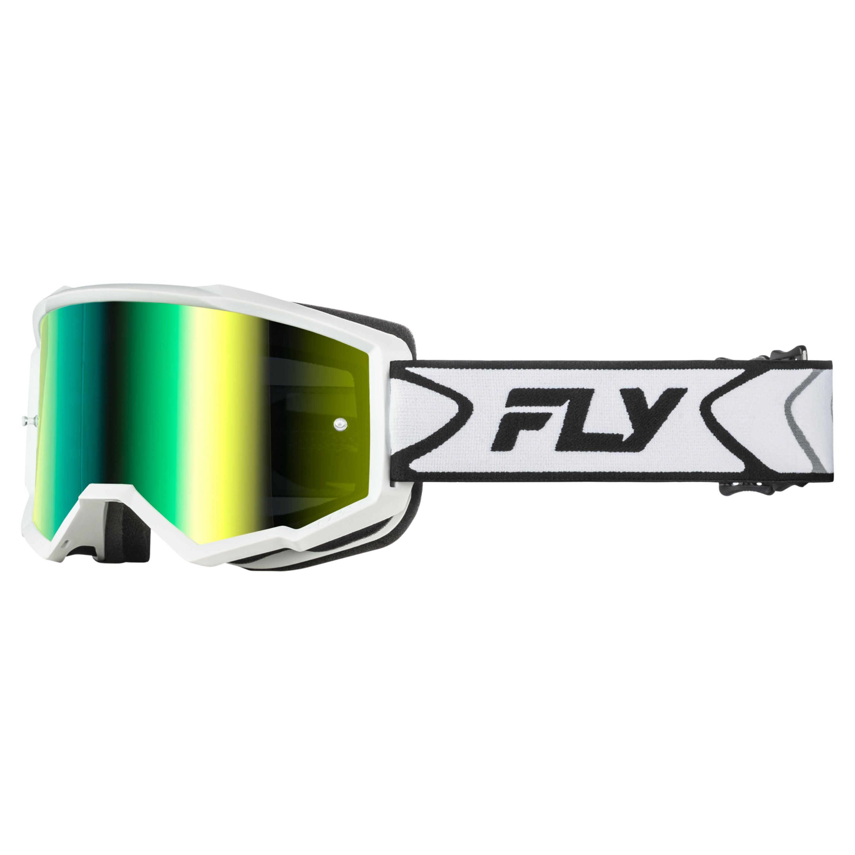 Fly Racing Zone Goggle - White/Black - Iridescent Green Mirror Lens