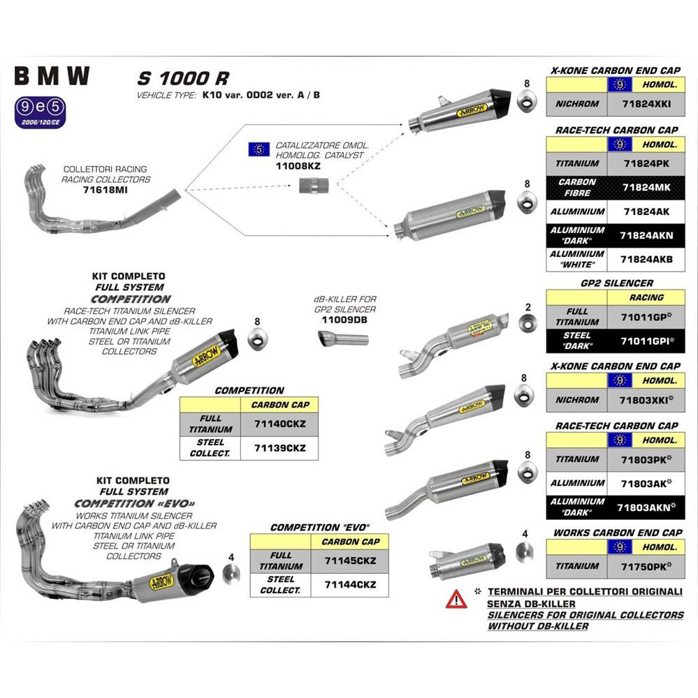 ARROW 71144CKZ Full System Racing - COMP LOW SST & WKS TI W CBN E/C - BMW S1000R 14>16