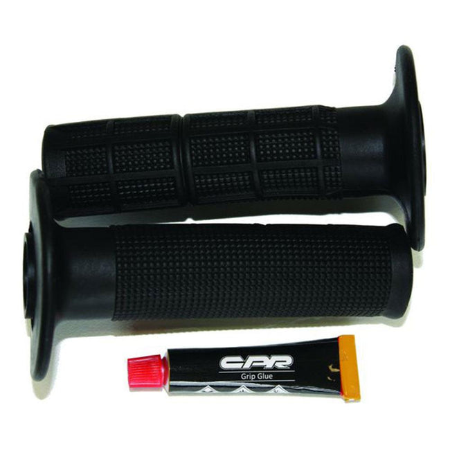 CPR MOTORCYCLE HAND GRIPS - OFF ROAD HALF WAFFLE - BLACK Hover Image