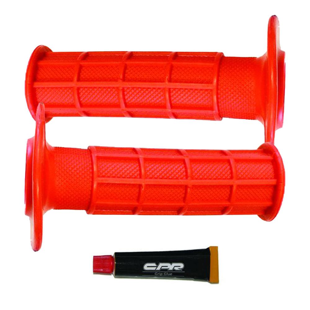 CPR MOTORCYCLE HAND GRIPS - OFF ROAD HALF WAFFLE - RED