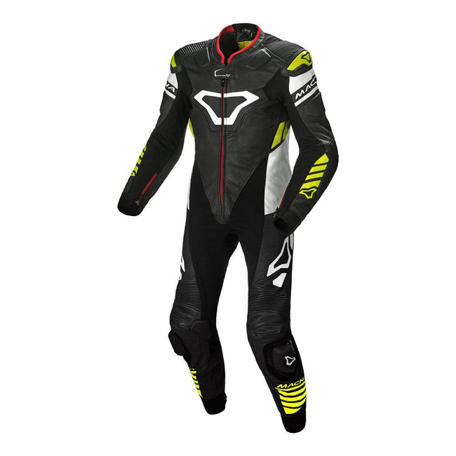 Macna Tracktix 1 Piece Suit Black/White/Neon Yellow Hover Image