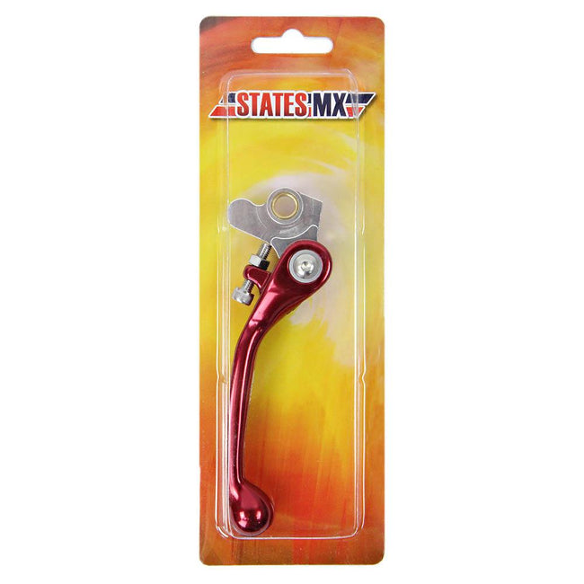 STATES MX FRONT BRAKE LEVER - STD FLEX - HONDA/SUZUKI - RED Hover Image