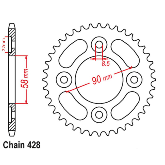 REAR SPROCKET - STEEL 37T 428P (32-K88-37) Hover Image