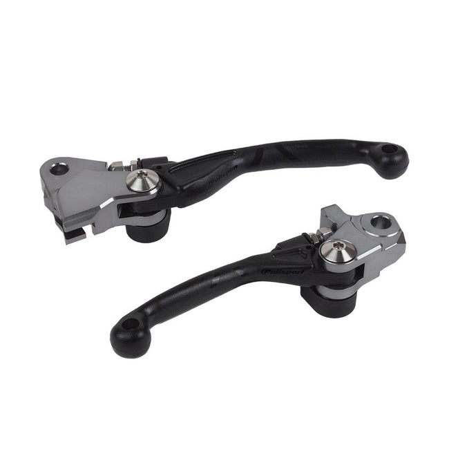 POLISPORT FOLDING LEVER SET KAWASAKI KX250F/450F 05-12 - BLACK Hover Image