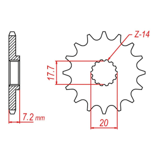 FRONT SPROCKET - STEEL 14T 420P (31-BR8-14) Hover Image