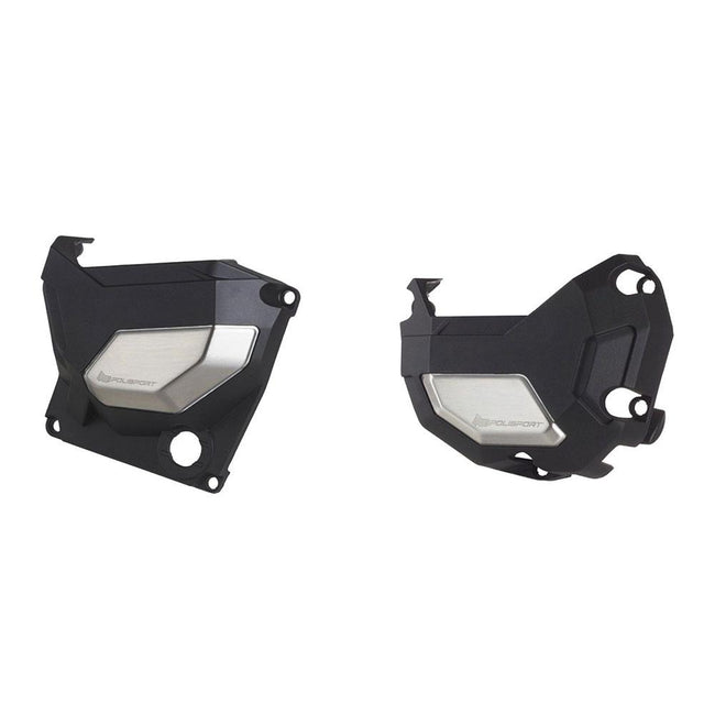 POLISPORT CLUTCH & ALTERNATOR COVER KIT KAWASAKI Z900 - 17-21 - BLACK/SILVER Hover Image