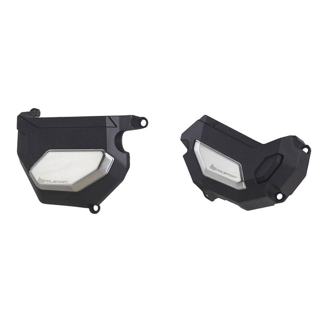 POLISPORT CLUTCH & ALTERNATOR COVER KIT YAMAHA MT09 14-20/XSR900 15-22 - BLACK/SILVER Hover Image