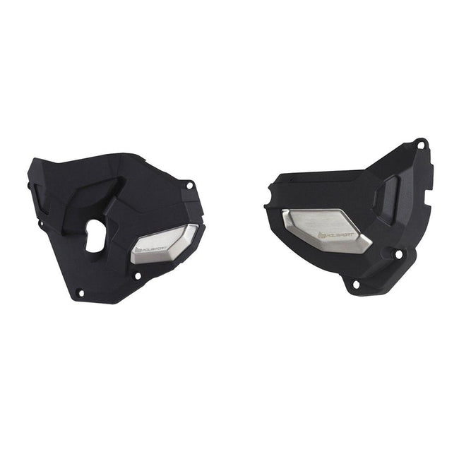 POLISPORT CLUTCH & ALTERNATOR COVER KIT HONDA CB650/CBR650 14-20 - BLACK/SILVER Hover Image