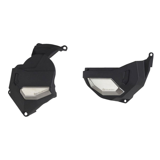 POLISPORT CLUTCH & ALTERNATOR COVER KIT HONDA AFRICA TWIN 1100 DCT 20-24 - BLACK/SILVER Hover Image