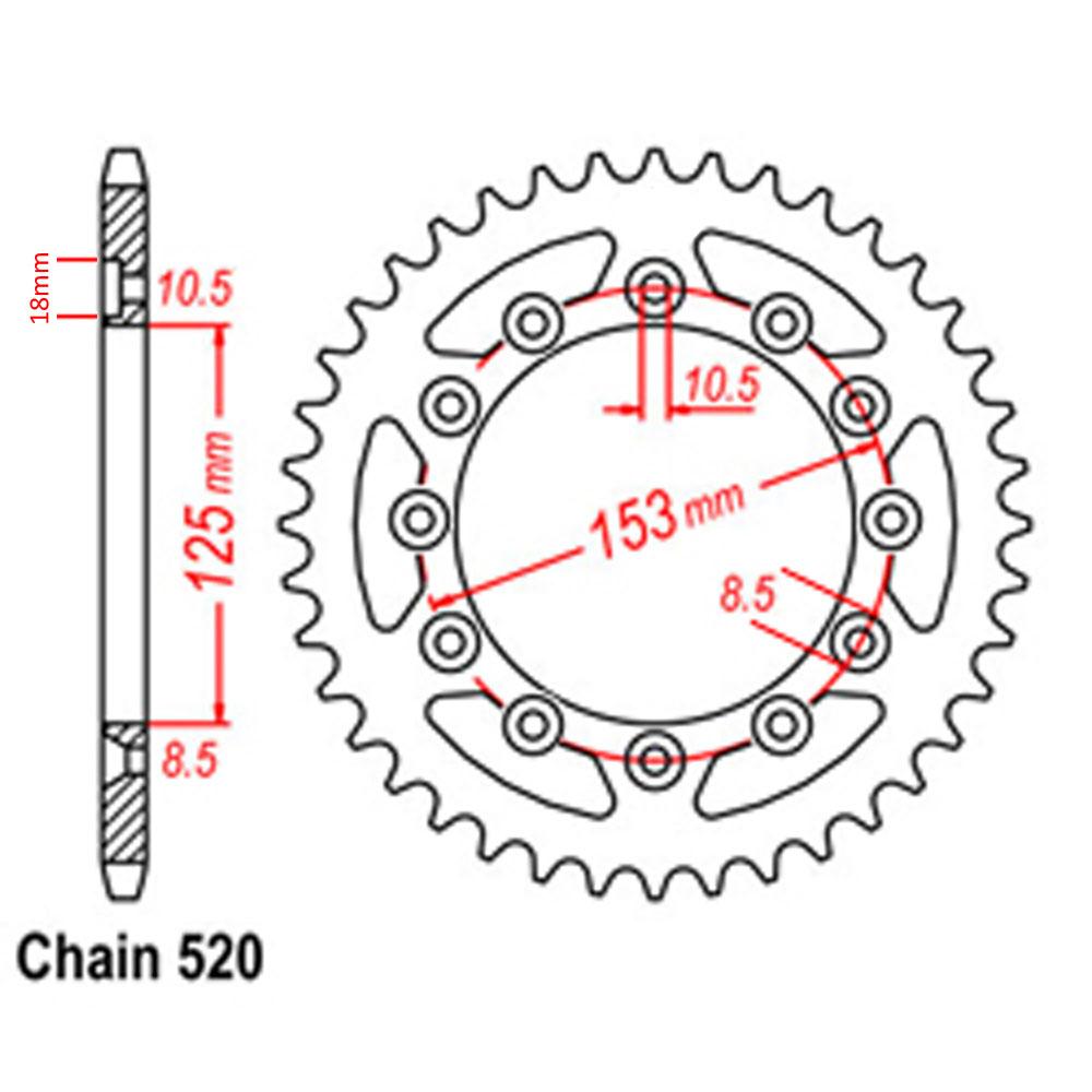REAR SPROCKET - STEEL 50T 520P D/D (32-KS6-50)